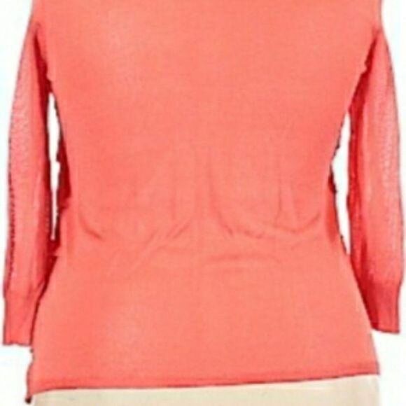 Talbots Cardigan Petite Plus Size 1XP Ruffle Knit Tiered Light Button Up Coral - Picture 8 of 10